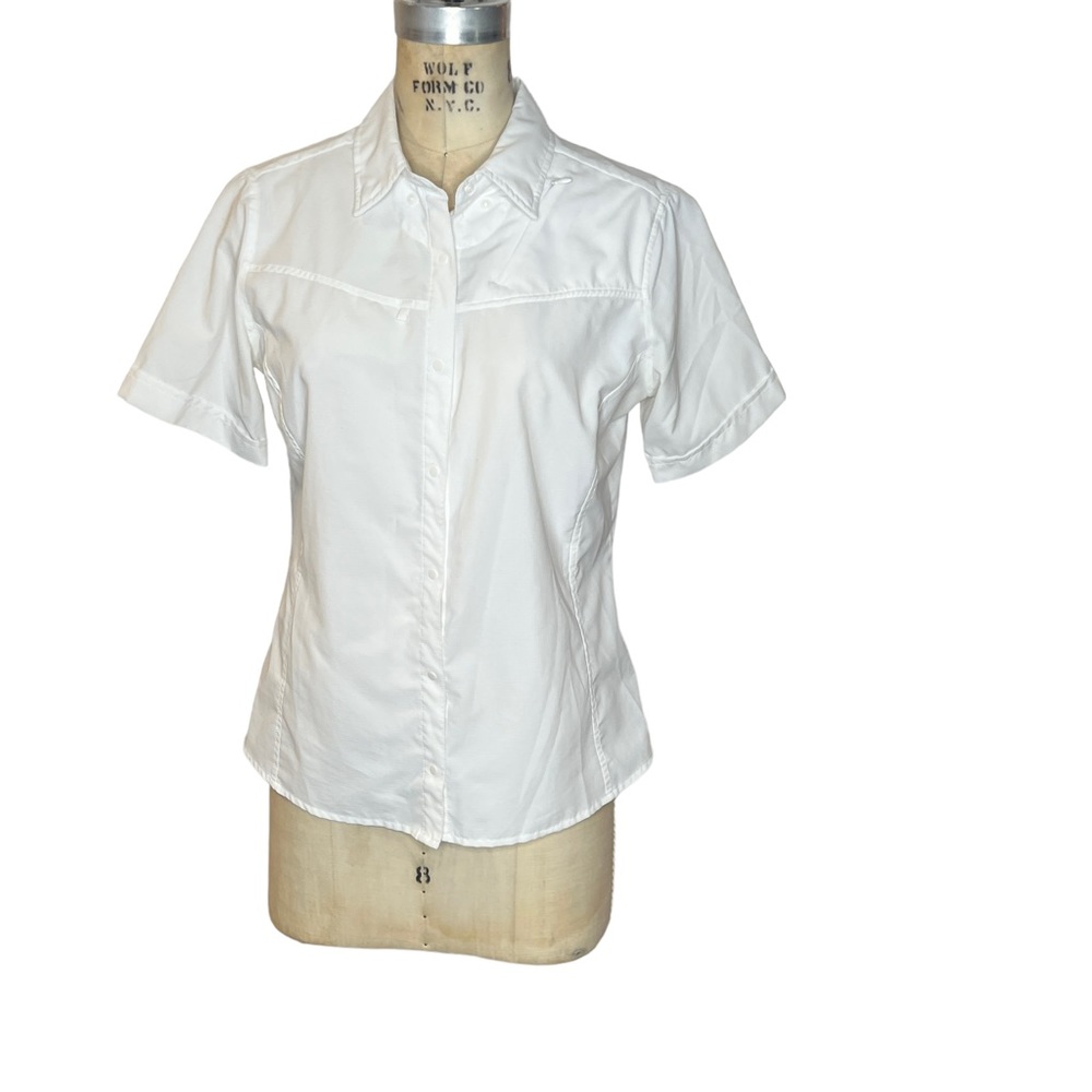 Patagonia white shirt sleeve snap front shirt
